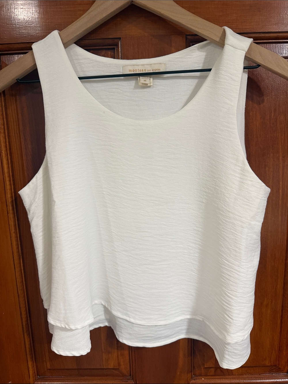 Monteau White Textured Layered Tank Top